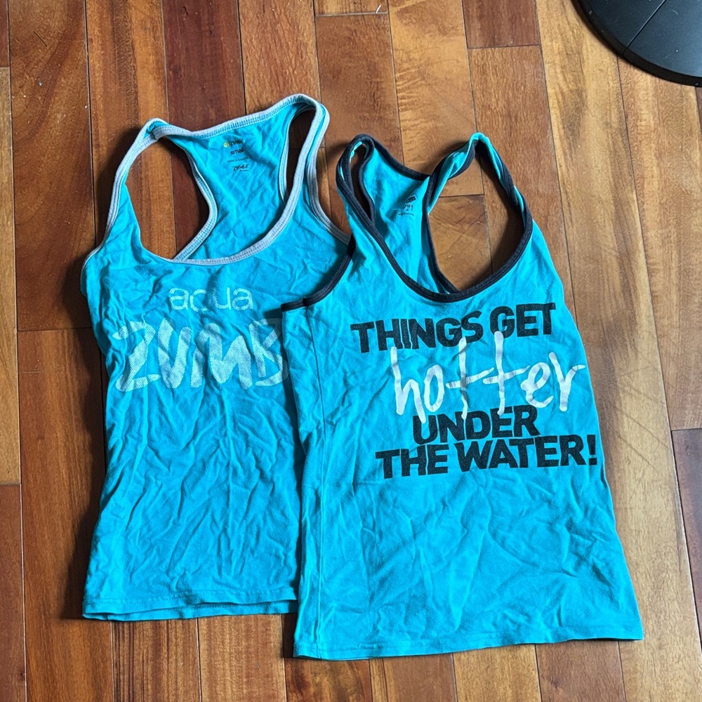 Bundle of two aqua Zumba Instructor tanks